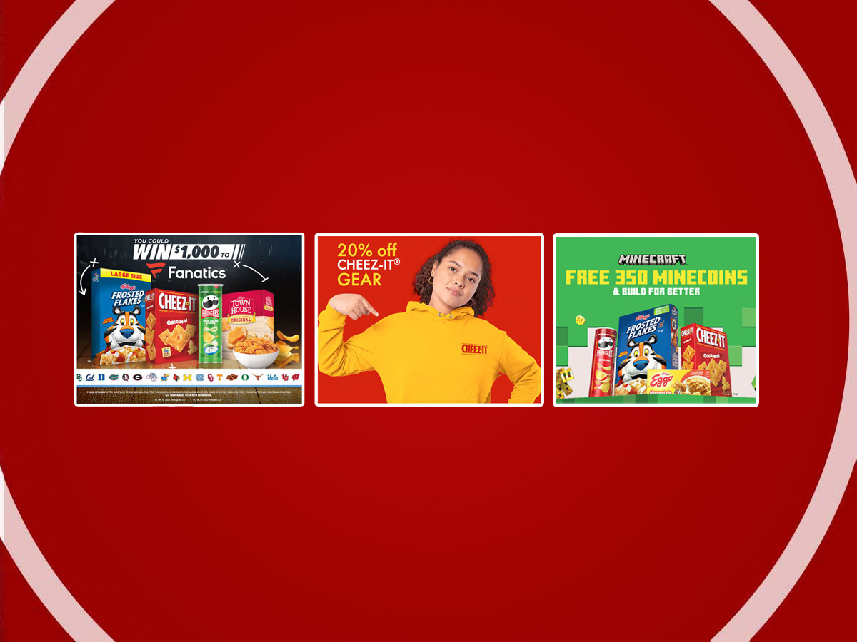 You could win 1000 bucks to Fanatics headline with an image of Frosted Flakes, Cheezit, Pringles and Townhouse products