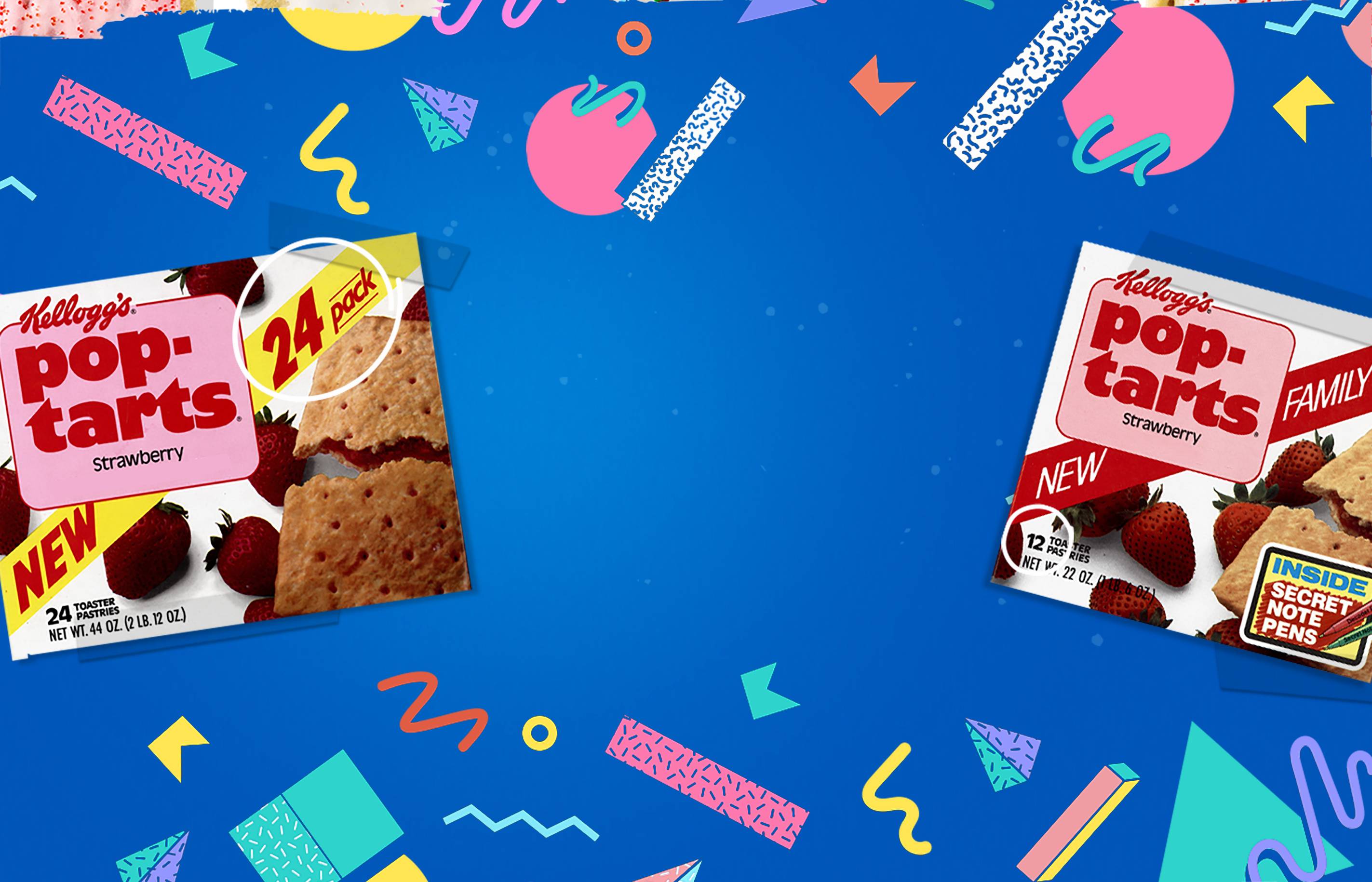 1980s design motifs with 1980s era Pop Tarts packages